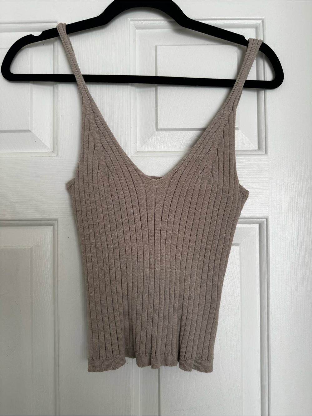 H&M Ribbed V-Neck Tank Top - Taupe